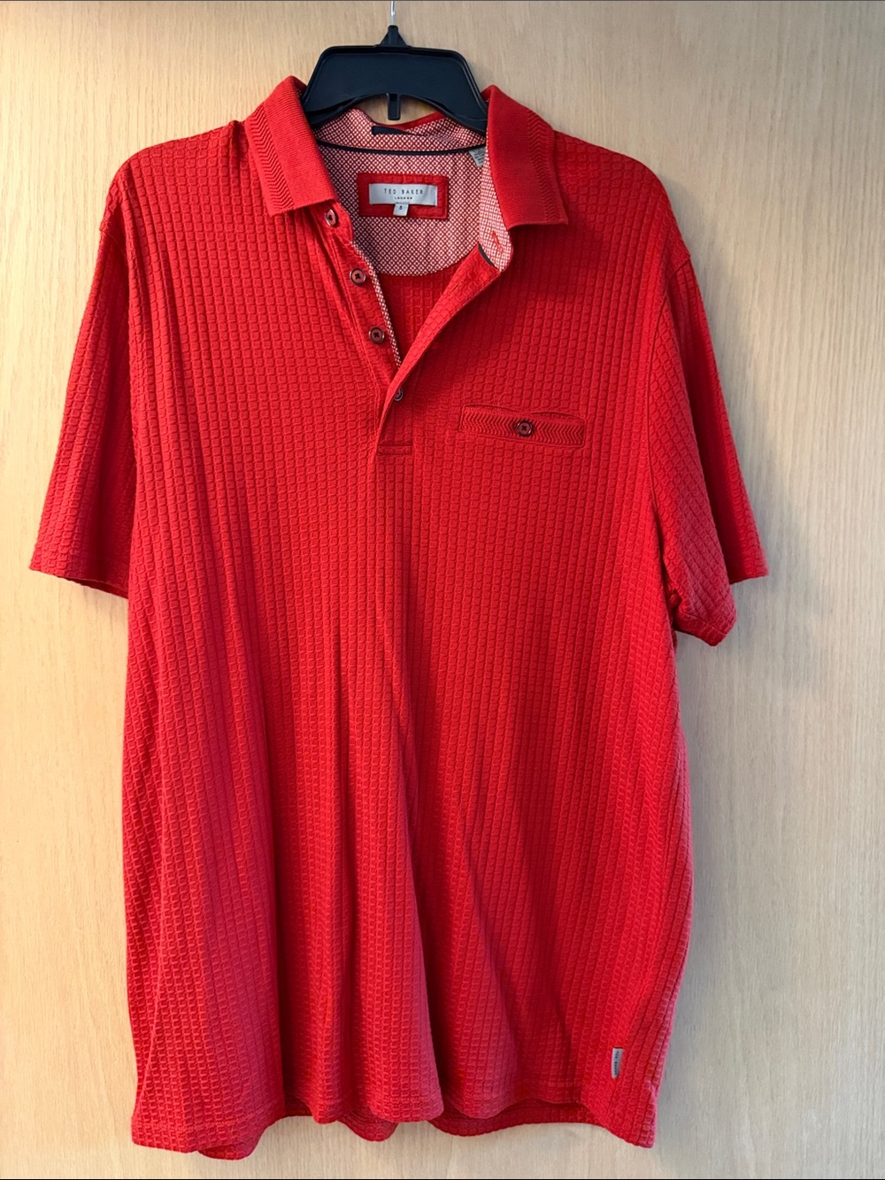 Ted Baker - Rust Red Short-Sleeve Textured Polo
